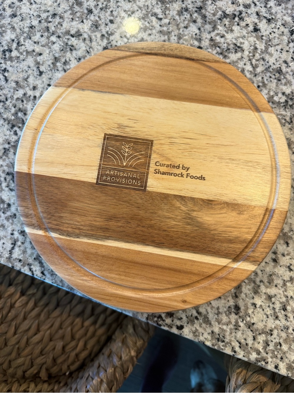 Artisanal Provisions Round Wood Serving Board - with Cheese Knife Set